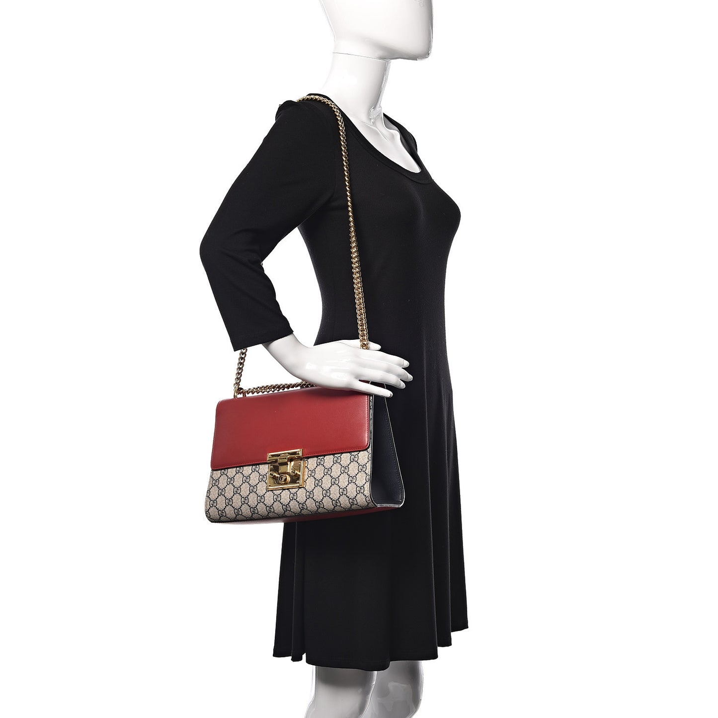 GG Supreme Monogram Moon Calfskin Medium Padlock Shoulder Bag Beige Blue Hibiscus Red Mystic White