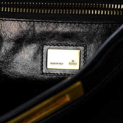 Fendi Vitello Saddle Large Peekaboo Iconic Satchel Black 7 of 10