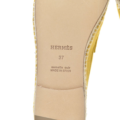 Hermes Suede Goatskin Womens Trip Espadrilles 37 Jaune Citron 7 of 13