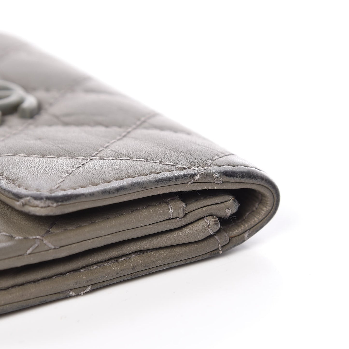 Lambskin Quilted CC Card Holder Green