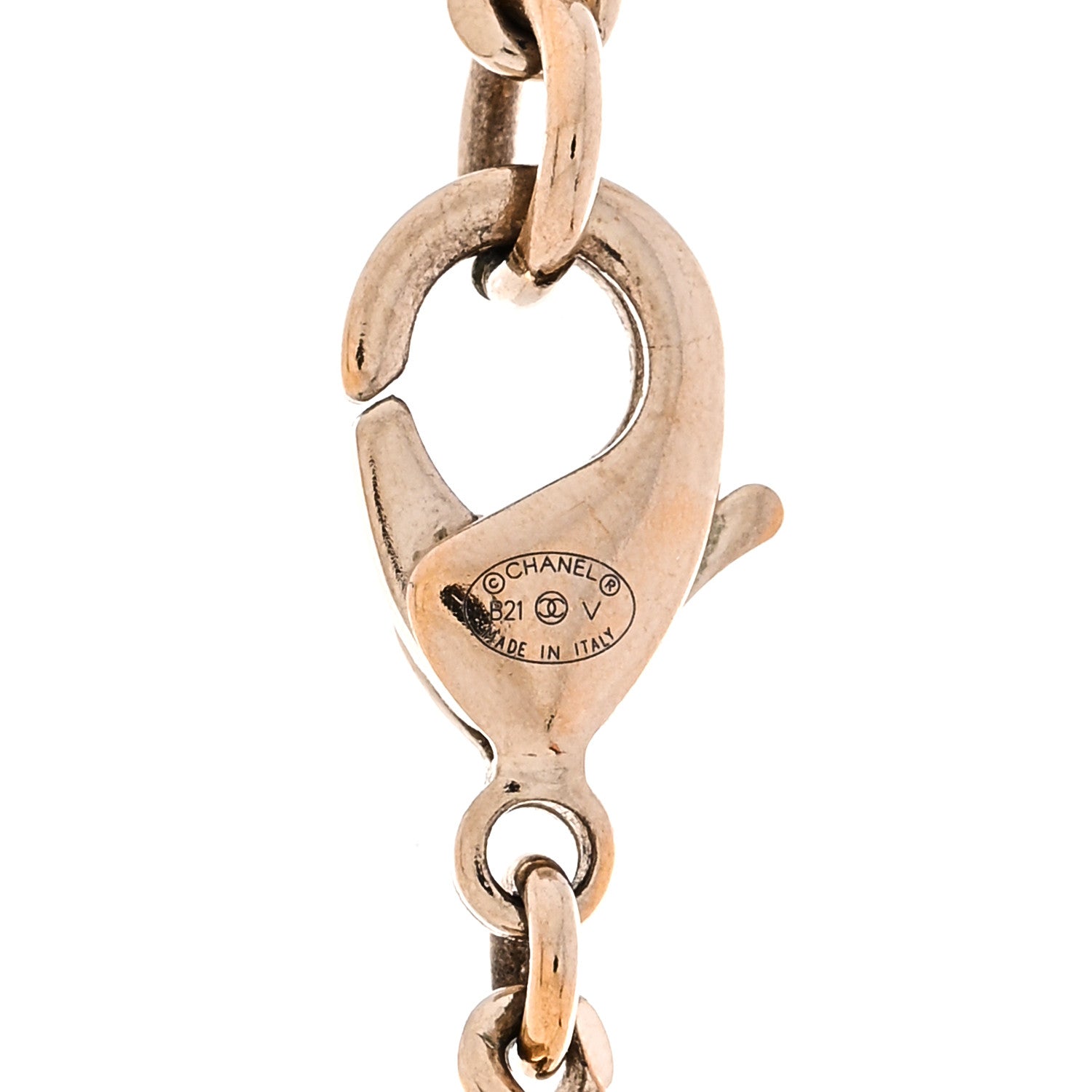 Chanel Crystal Dog Tag Charm Necklace Gold 5 of 6