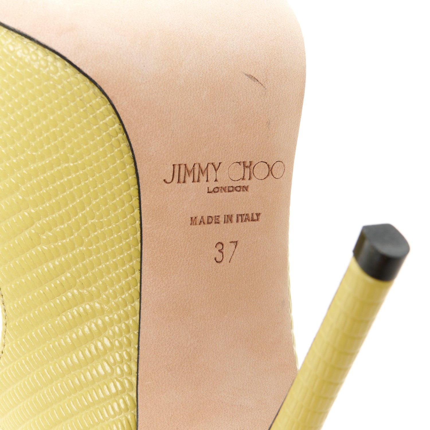 Jimmy Choo Lizard Embossed Crystal Bing 100 Pumps 37 Yellow 7 of 9