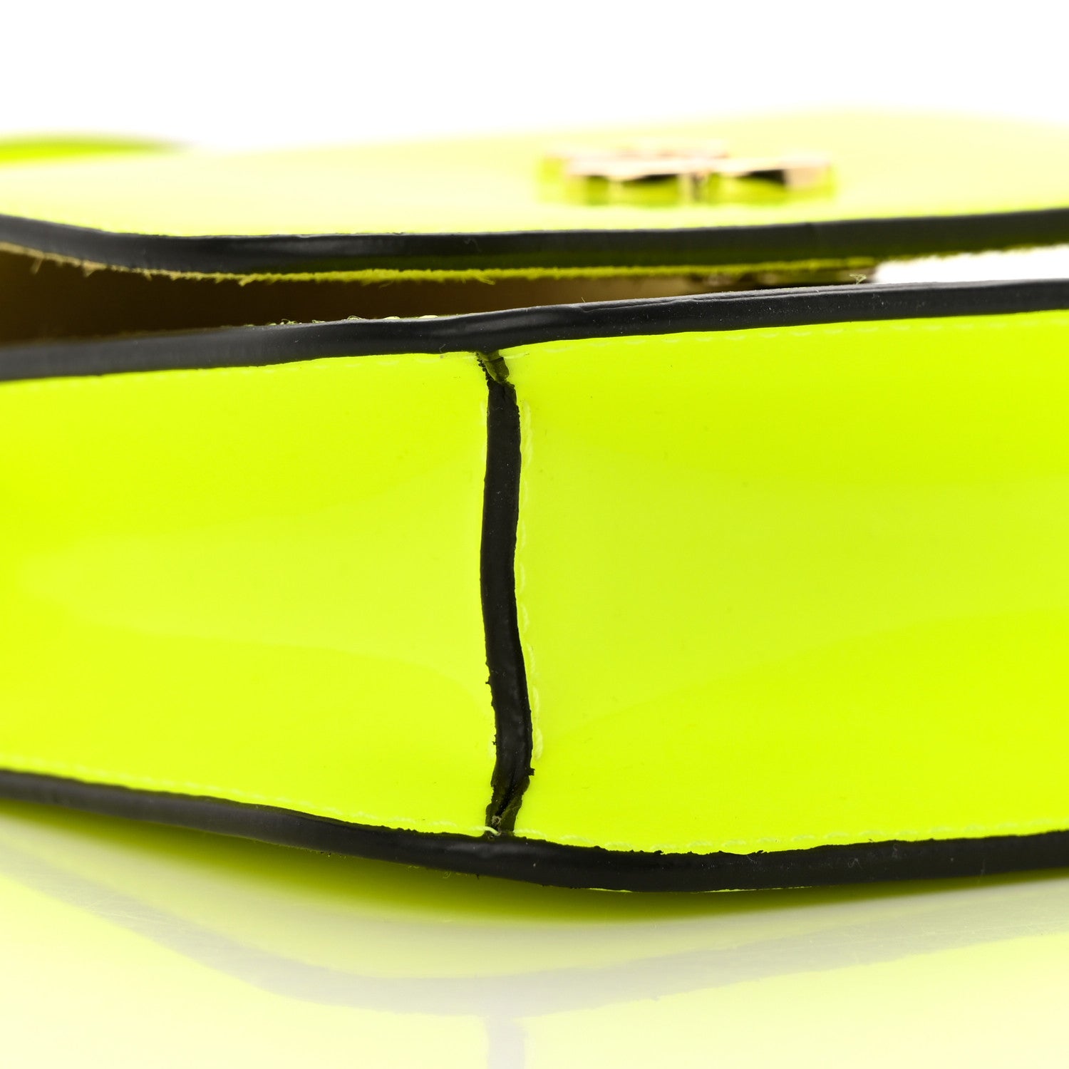 Jimmy Choo Patent Calfskin Micro Varenne Top Handle Satchel Neon Citron 8 of 13