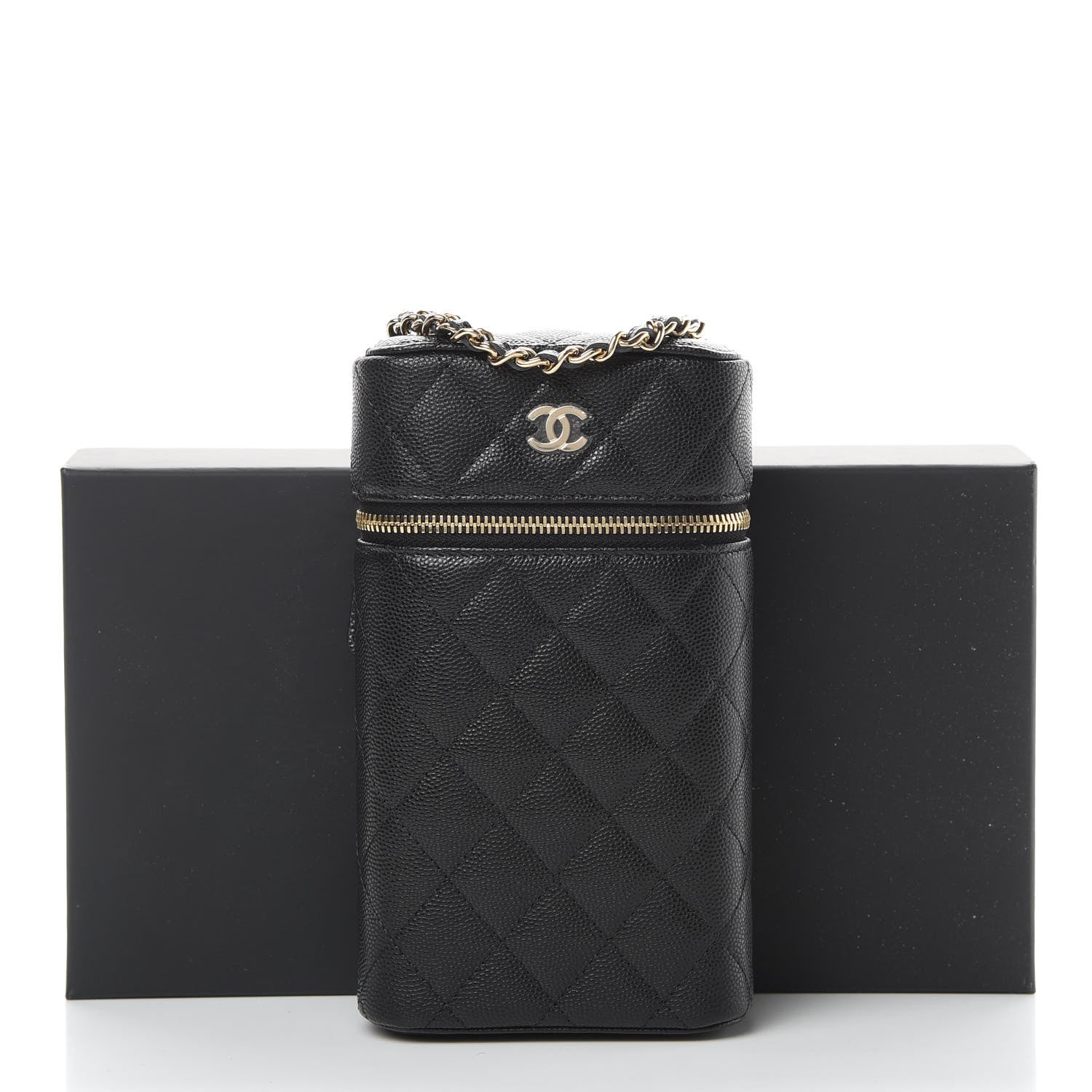 Chanel Caviar Quilted Phone Holder With Chain Black 11 of 11