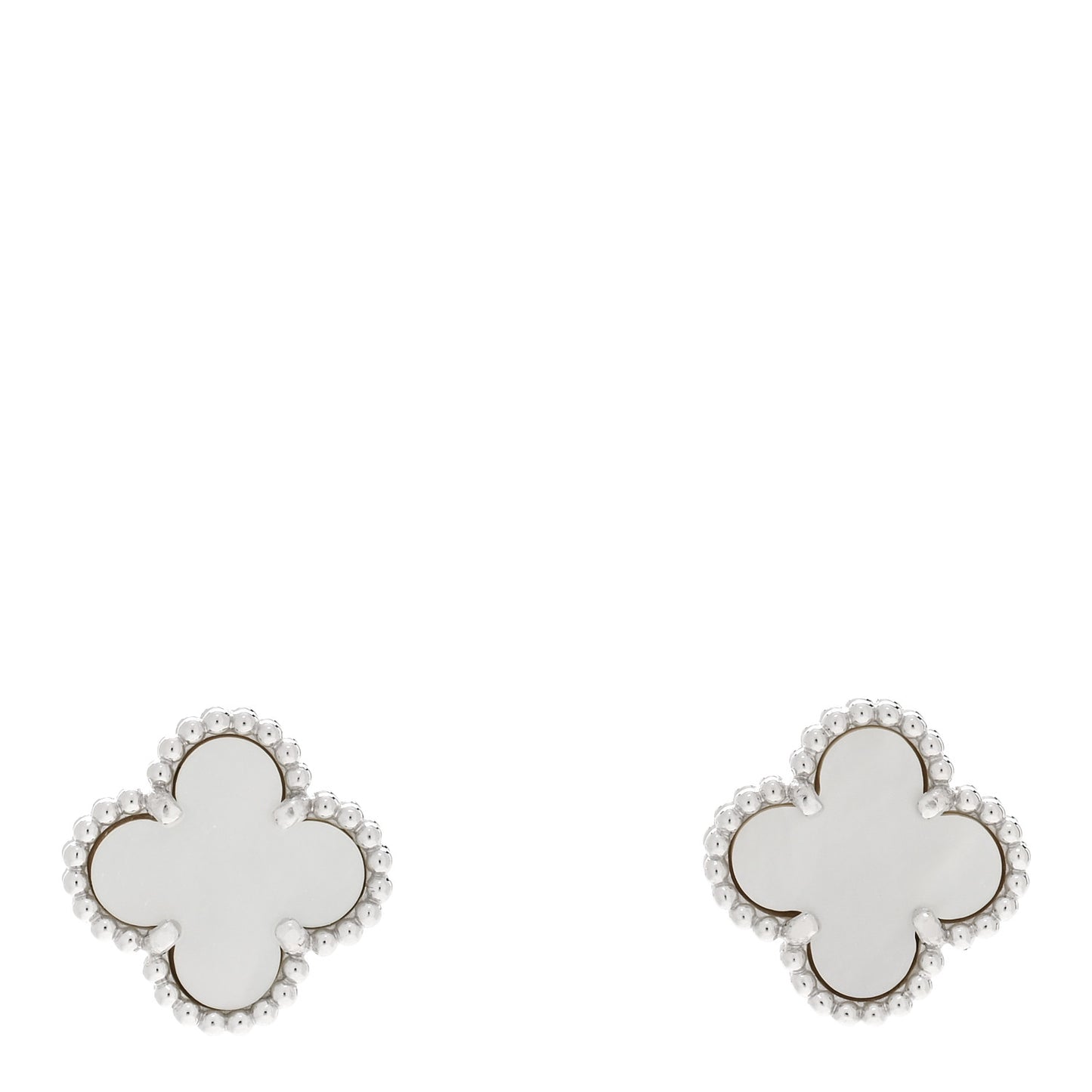 18K White Gold Mother of Pearl Sweet Alhambra Earrings