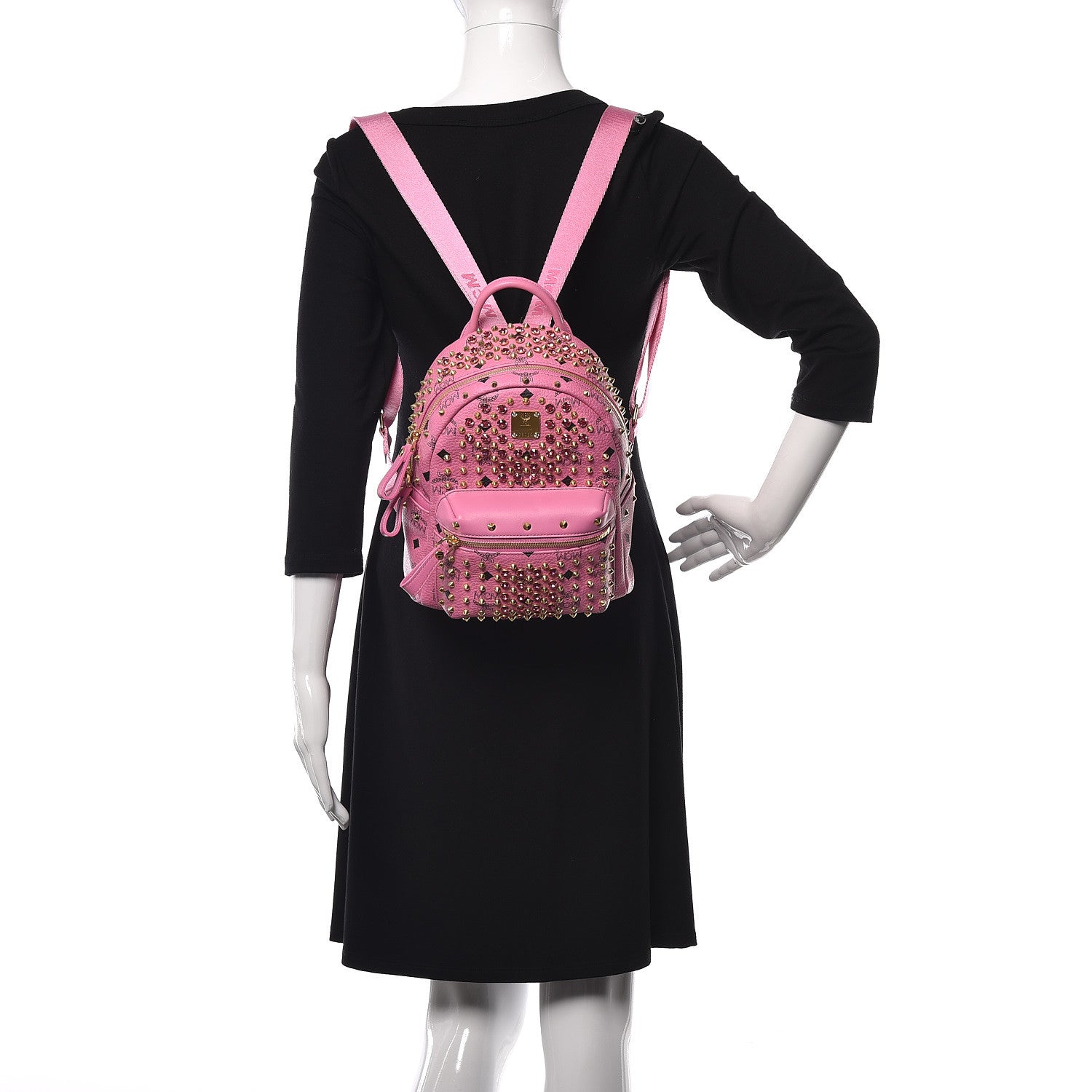 MCM Visetos Swarovski Mini Stark Diamond Backpack Pink 2 of 9