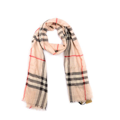 Burberry Silk Wool Giant Check Scarf Stone 1 of 5