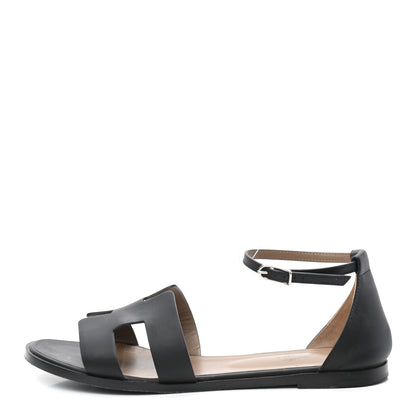 Hermes Calfskin Santorini Sandals 41 Black 1 of 14