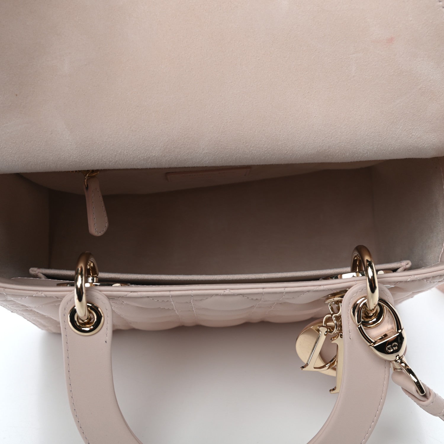 Christian Dior Lambskin Cannage Medium Lady Dior Rose Poudre 5 of 10