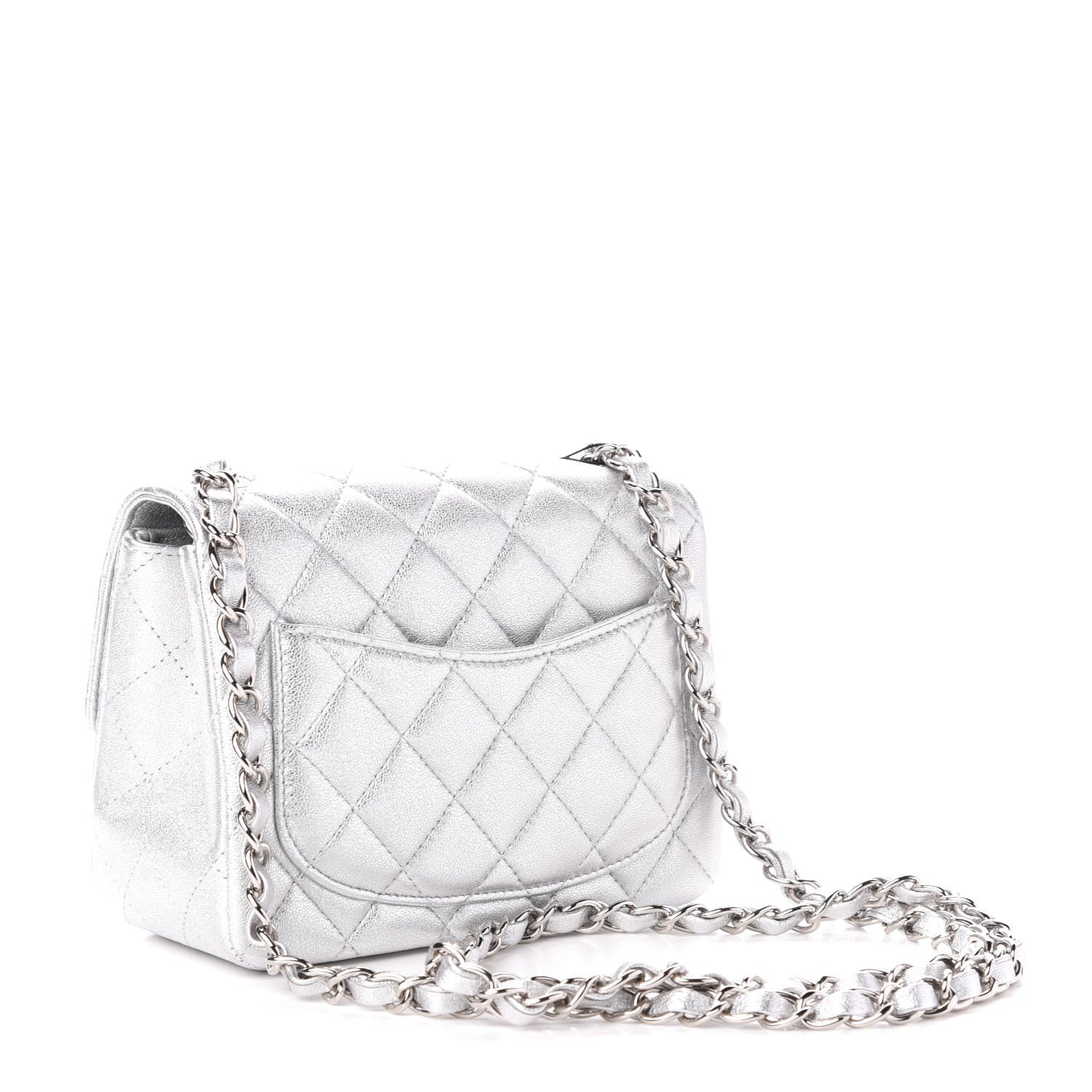 Chanel Metallic Lambskin Quilted Mini Square Flap Silver 3 of 10