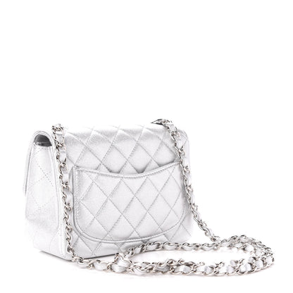 Chanel Metallic Lambskin Quilted Mini Square Flap Silver 3 of 10