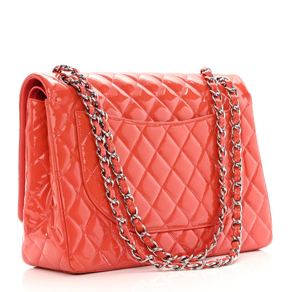 Chanel Patent Quilted Maxi Double Flap Coral 3 of 17