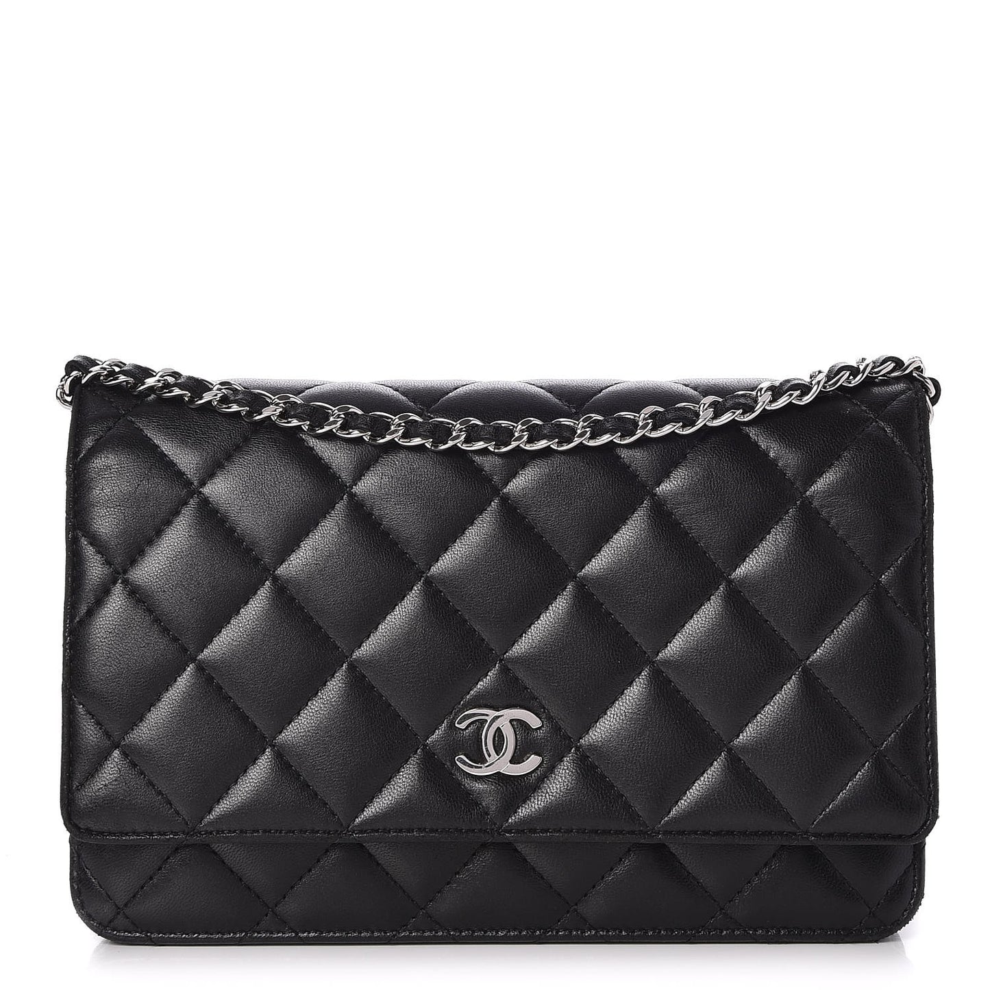 Lambskin Quilted Wallet On Chain WOC Black