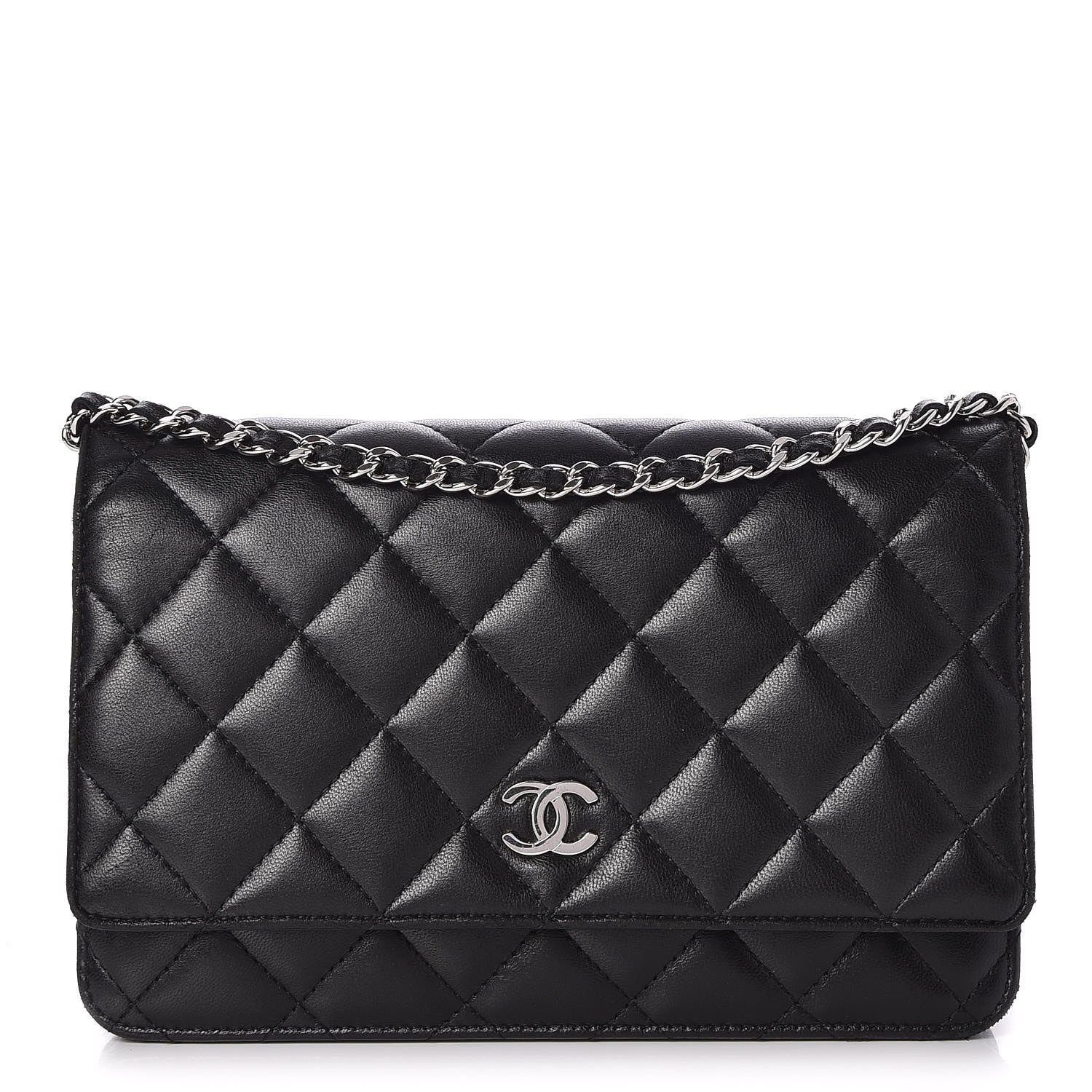 Chanel Lambskin Quilted Wallet On Chain WOC Black 1 of 9