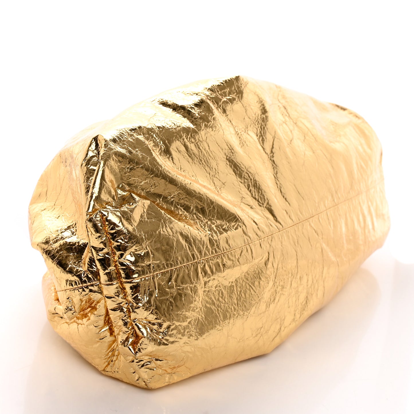 Metallic Crinkled Lambskin The Pouch Oversized Clutch Oro