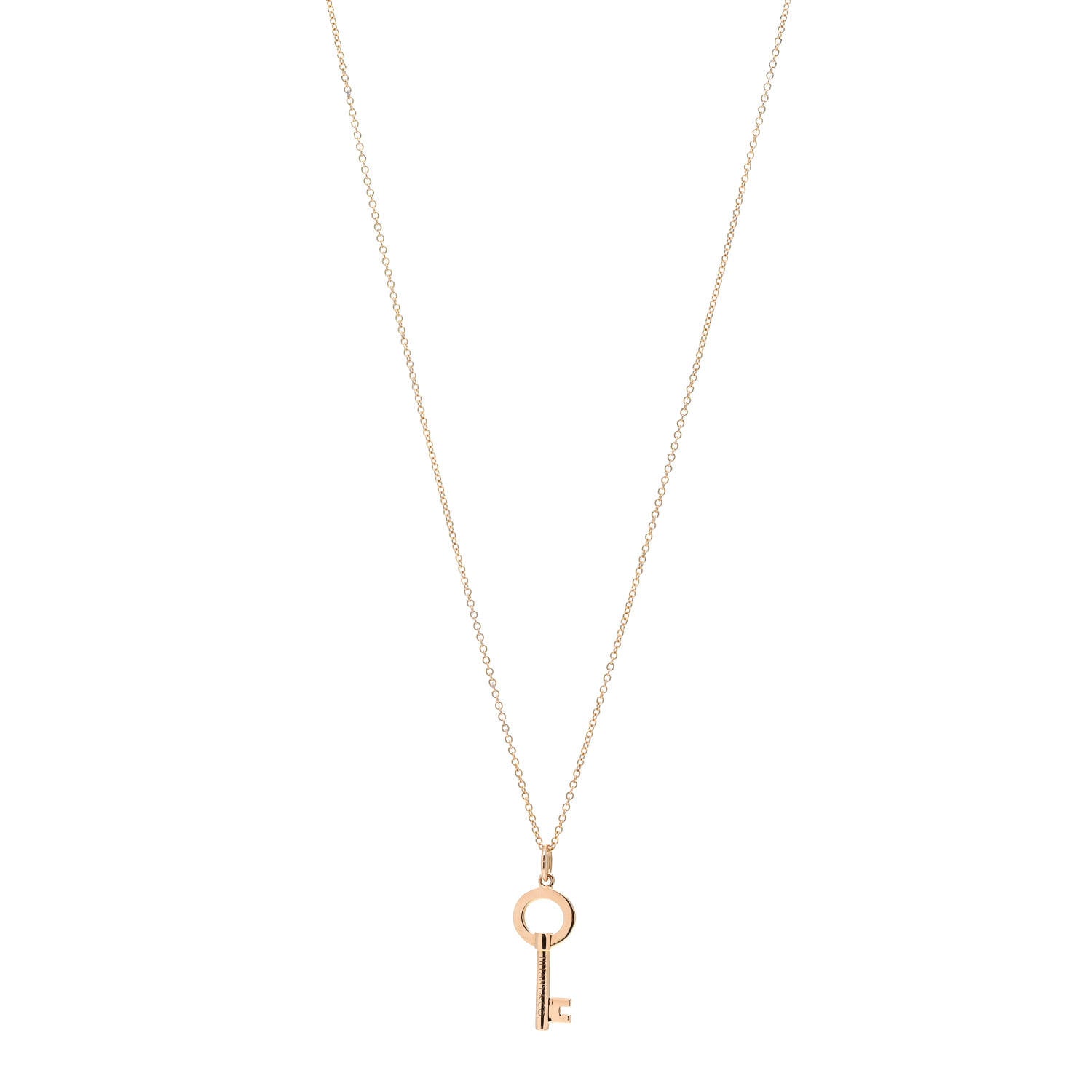 Tiffany 18K Rose Gold Mini Key Pendant Necklace 1 of 5