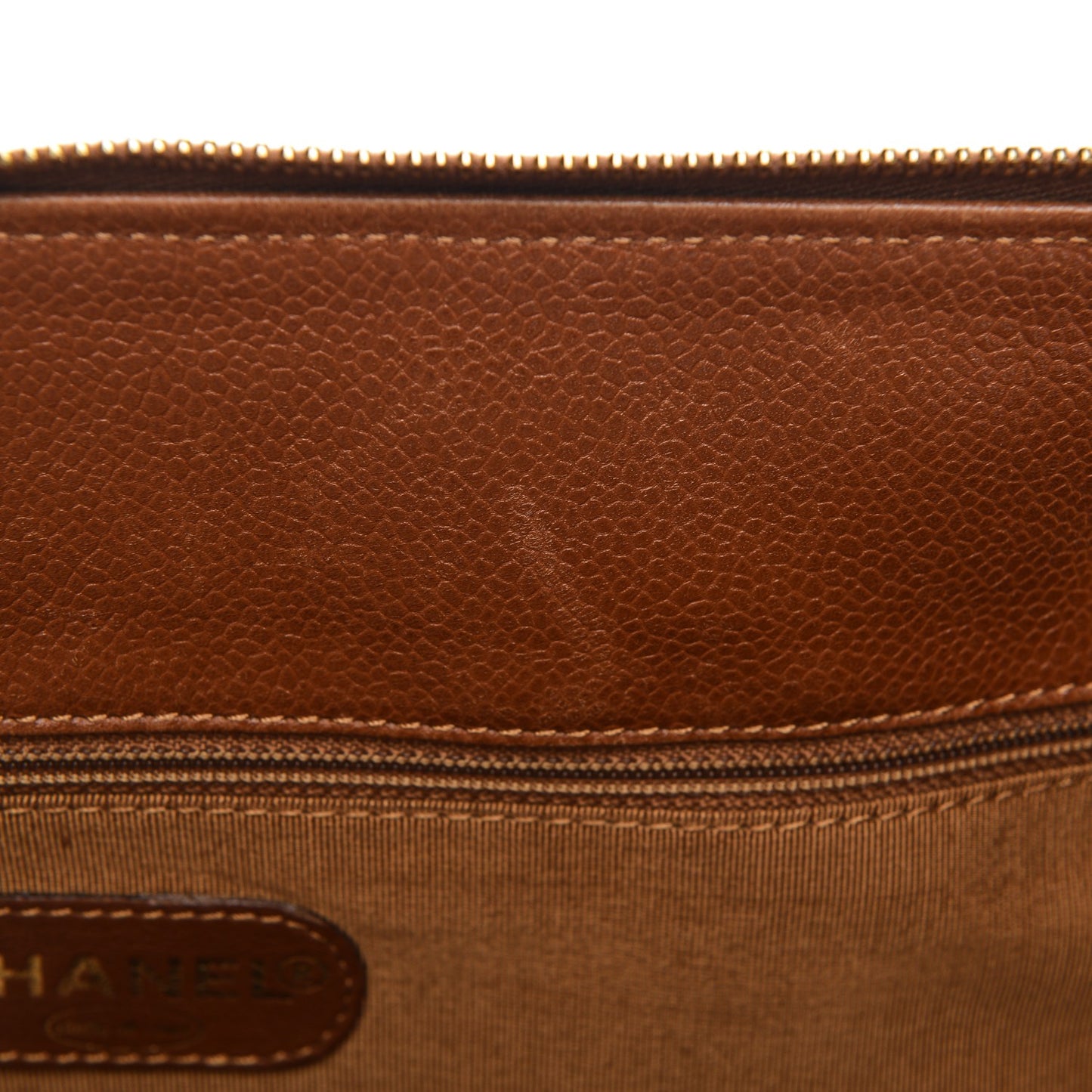 Caviar Large CC Shoulder Bag Light Brown
