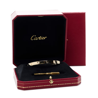 Cartier 18K Yellow Gold 4 Diamond LOVE Bracelet 19 8 of 8