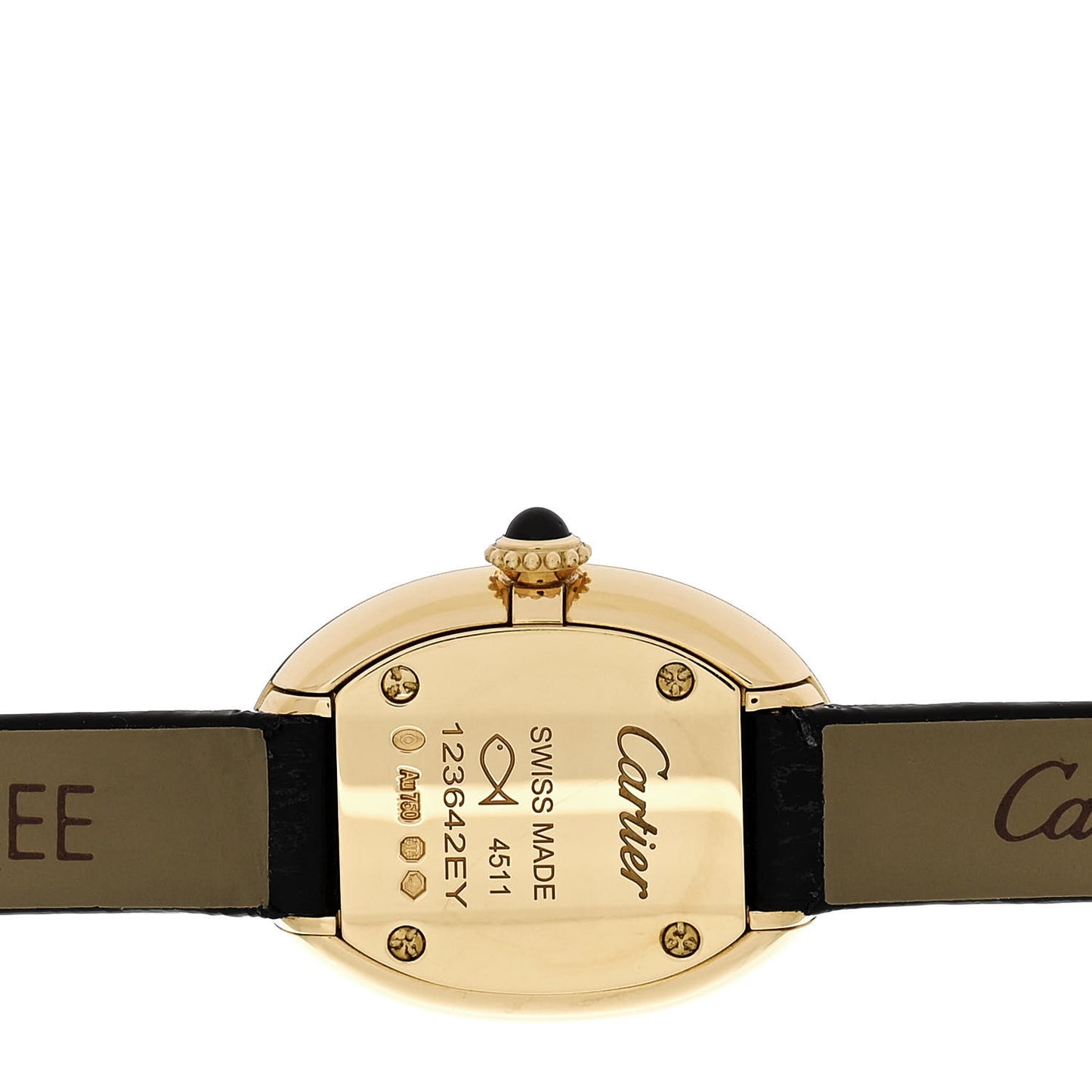 18K Yellow Gold Calfskin 18mm Baignoire Quartz Watch