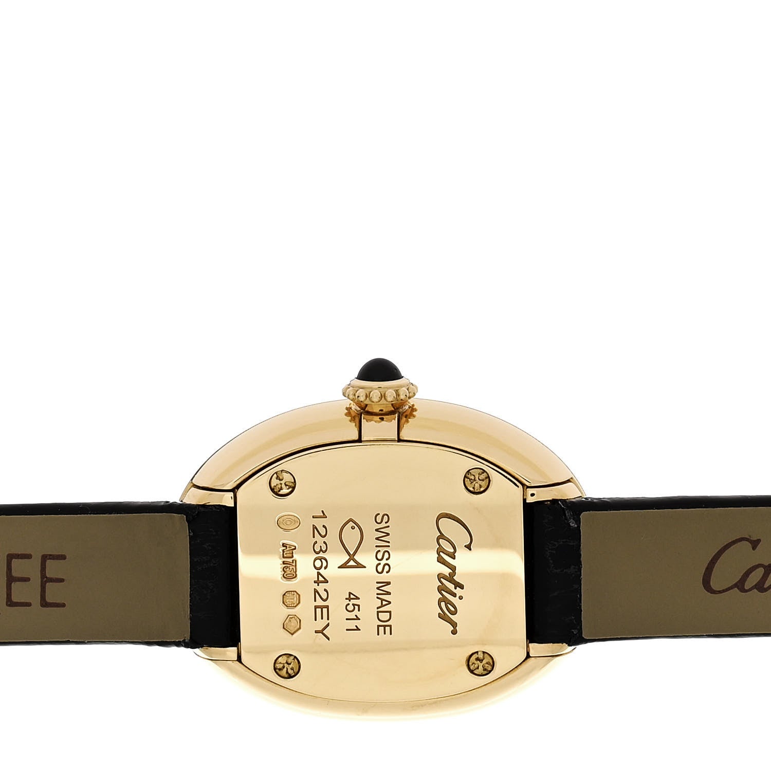 Cartier 18K Yellow Gold Calfskin 18mm Baignoire Quartz Watch 4 of 5