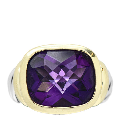 David Yurman Sterling Silver 14K Yellow Gold Amethyst Noblesse Ring 52 6 1 of 5