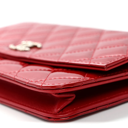 Chanel Patent Quilted Brilliant Wallet On Chain WOC Red 11 of 11