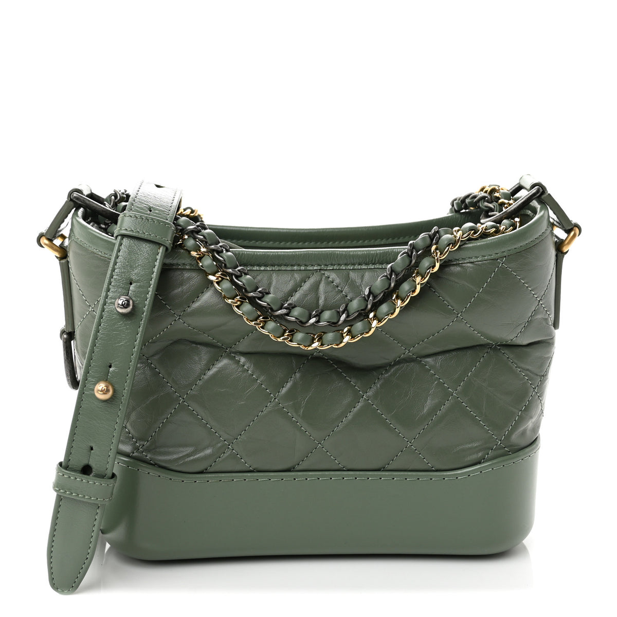 Chanel Aged Calfskin Quilted Small Gabrielle Hobo Dark Green 1 of 9