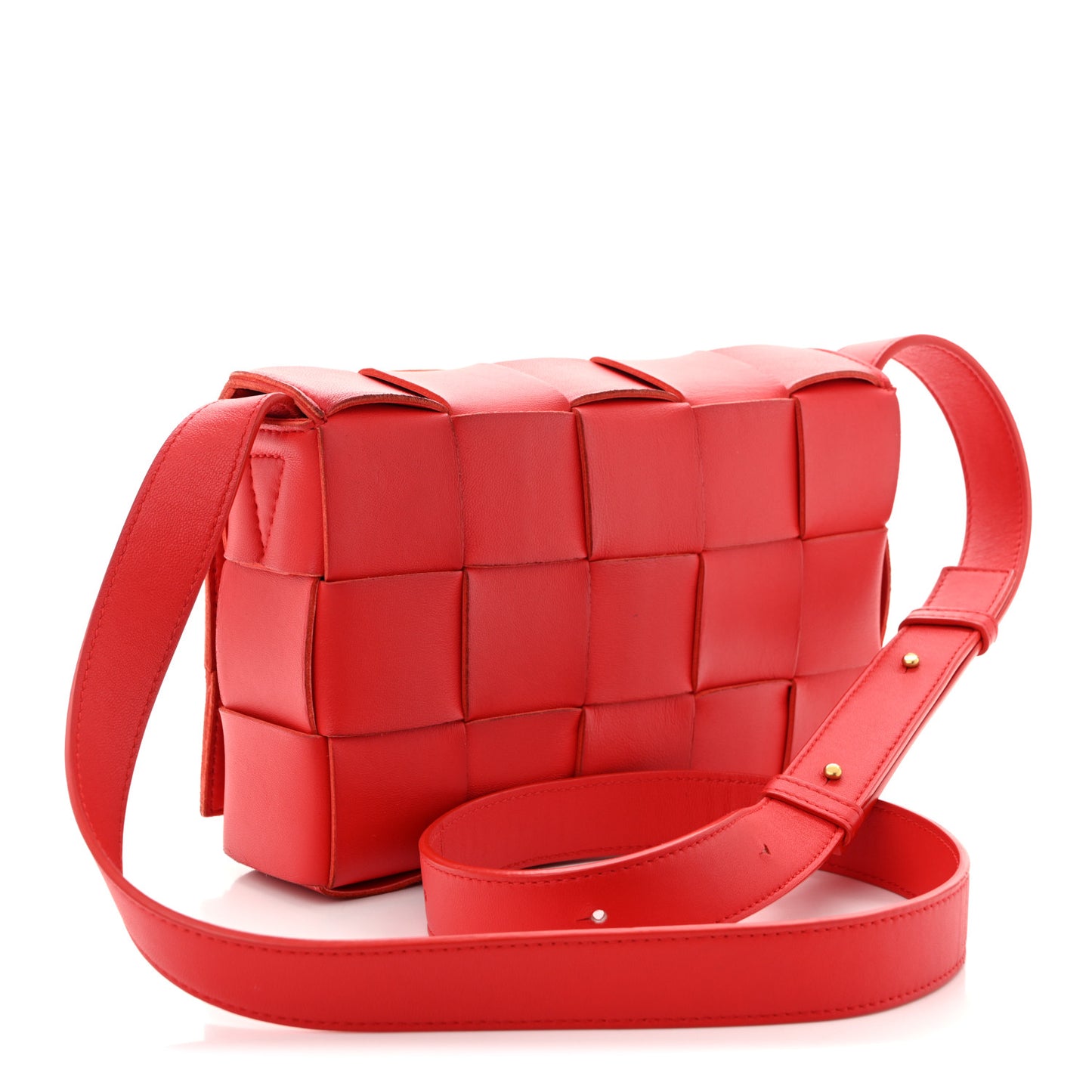Lambskin Maxi Intrecciato Small Cassette Crossbody Bag Redstone