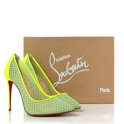 Christian Louboutin Fishnet Follies Lace 100 Pumps 36.5 Neon Yellow 8 of 8