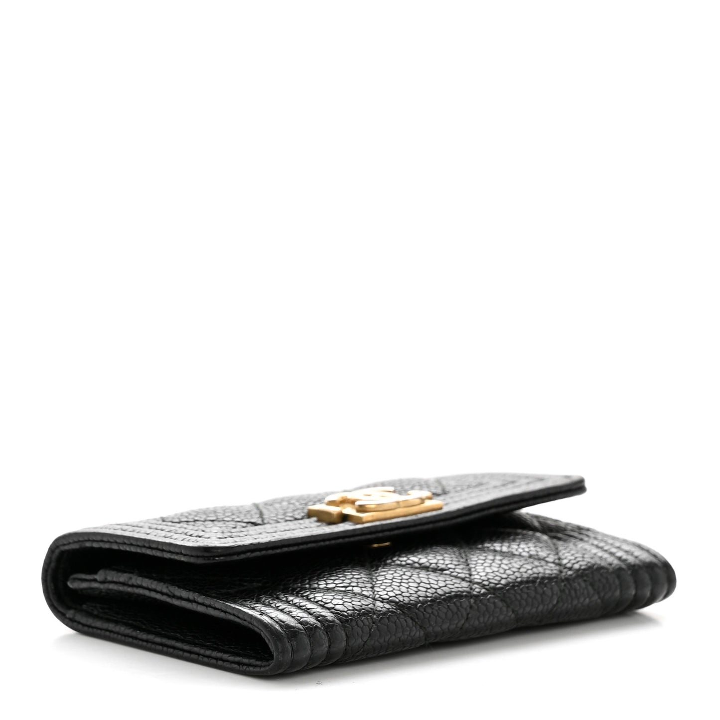 Caviar Quilted Boy Flap Card Holder Black