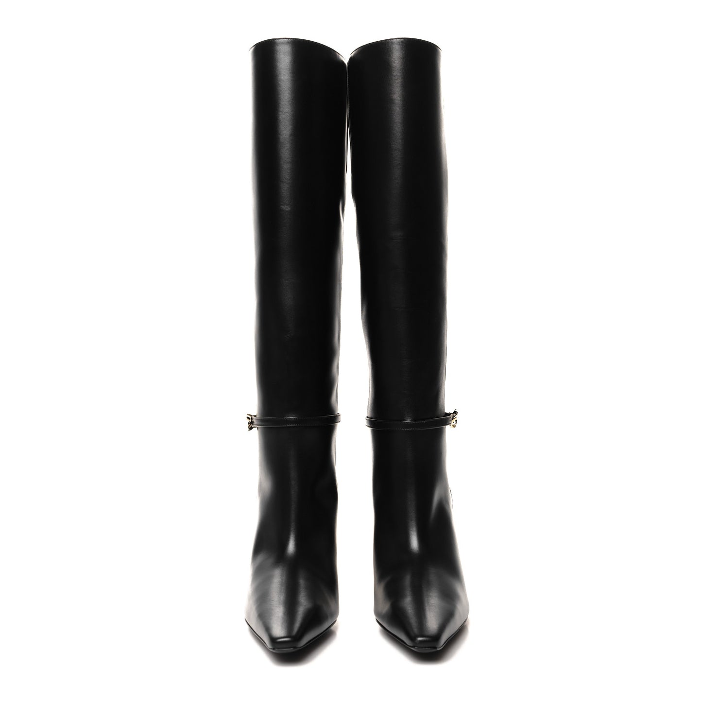 Grained Calfskin G Cube Knee High Boots 38 Black
