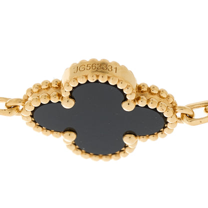 Van Cleef & Arpels 18K Yellow Gold Black Onyx 5 Motifs Vintage Alhambra Bracelet 3 of 5