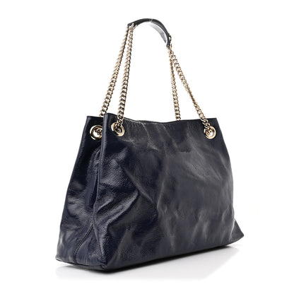 Gucci Vernice Naplack  Medium Soho Chain Shoulder Bag Uniform Blue 3 of 11