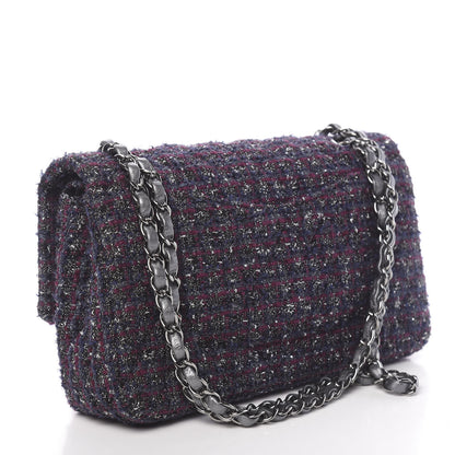 Chanel Tweed Quilted Medium Double Flap Purple 3 of 10