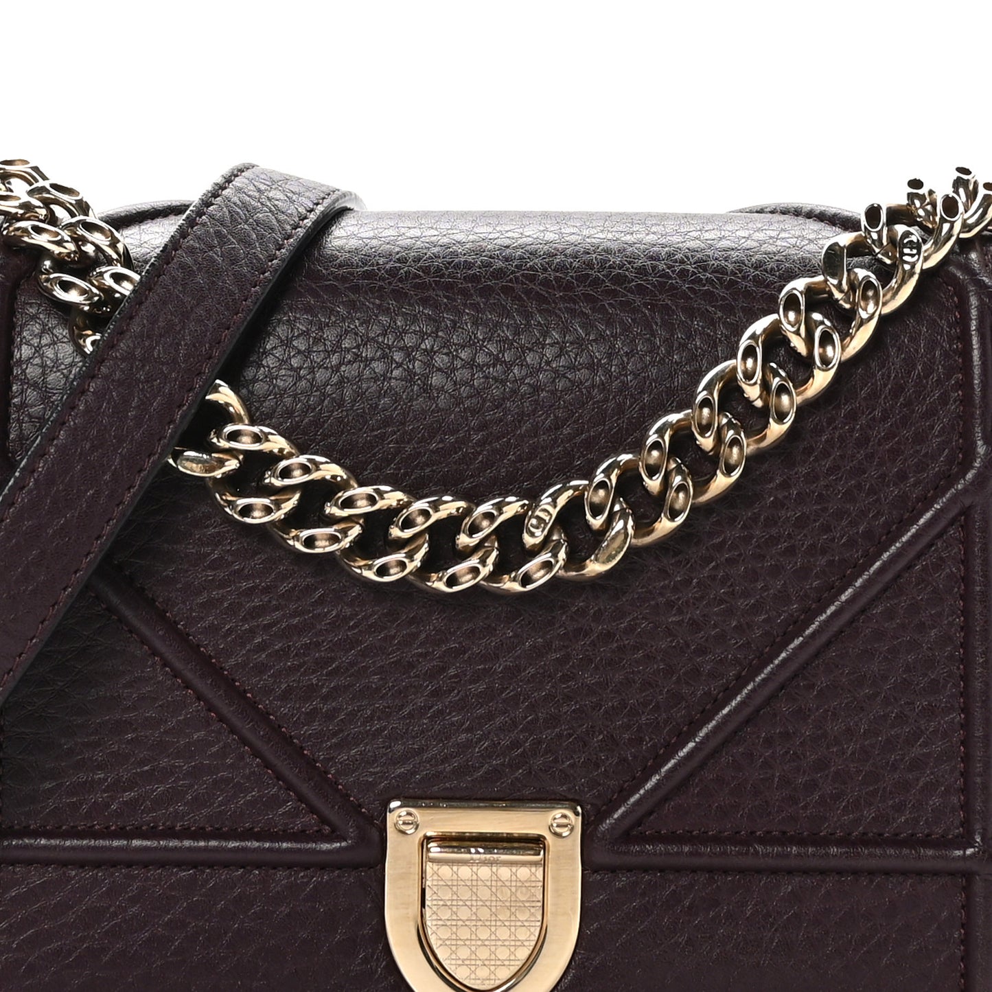 Grained Calfskin Small Diorama Flap Bag Burgundy