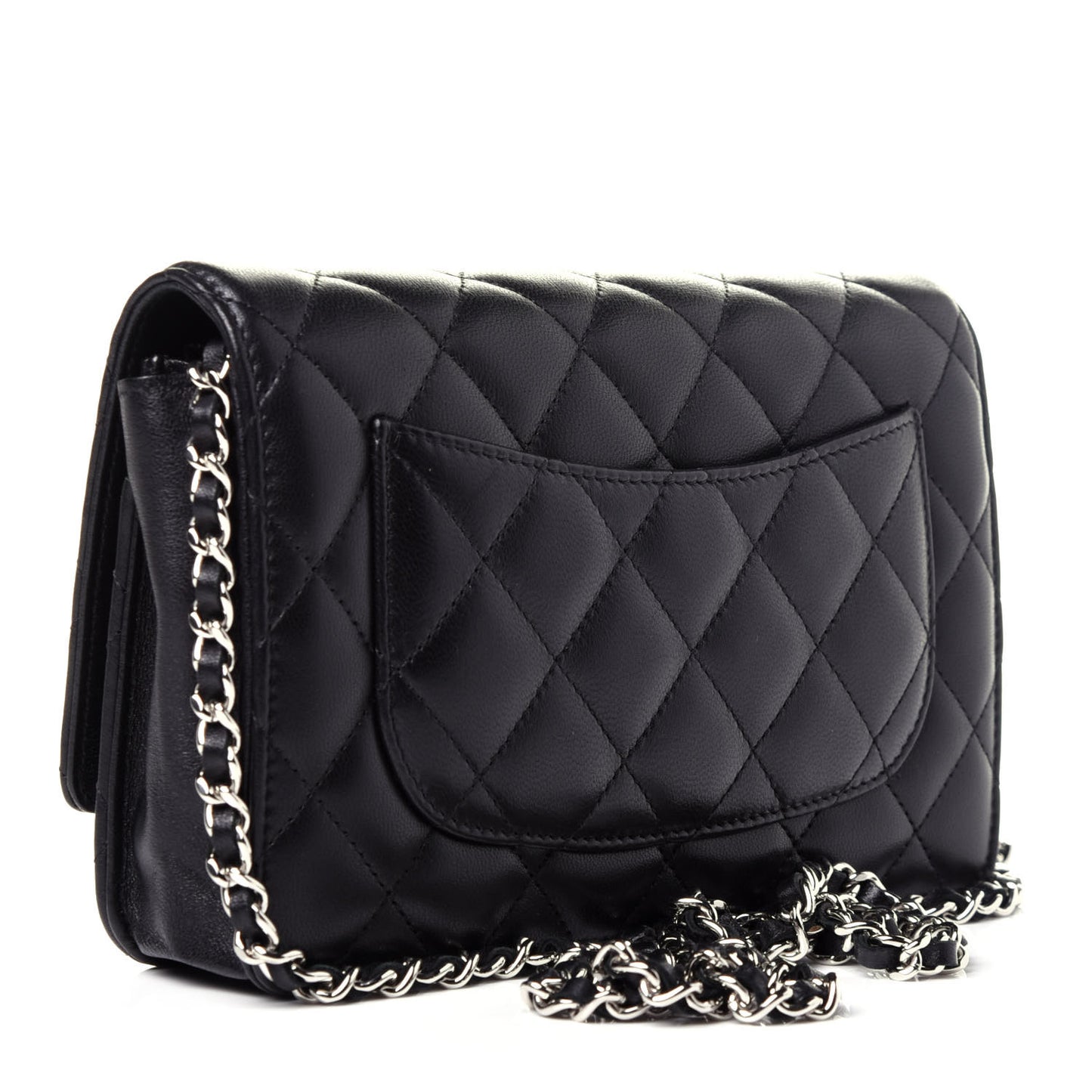 Lambskin Quilted Wallet On Chain WOC Black