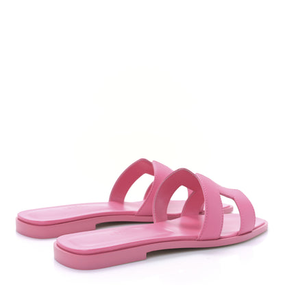 Hermes Box Calfskin Oran Sandals 36.5 Rose Petale 4 of 8