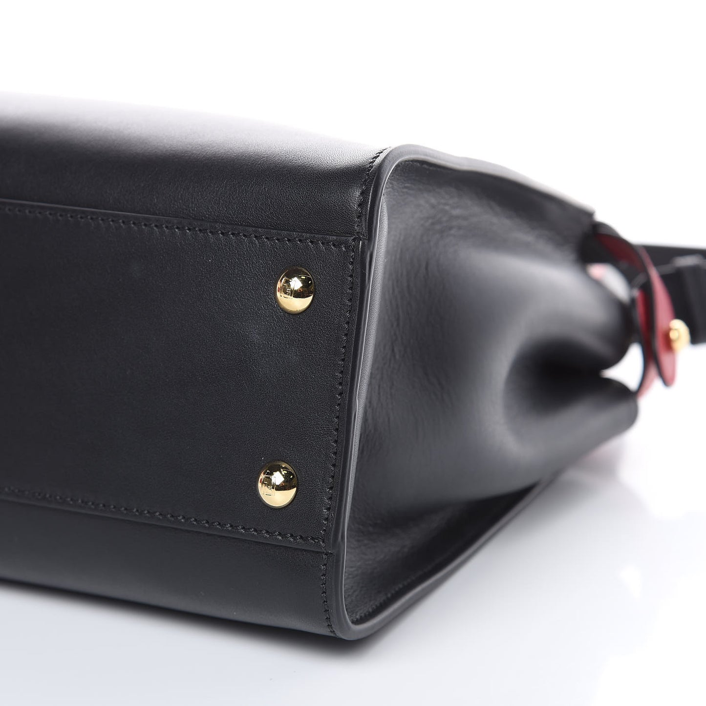 Vitello Seta Century Nappa Medium Peekaboo Iconic Defender Satchel Black Fragola Maya