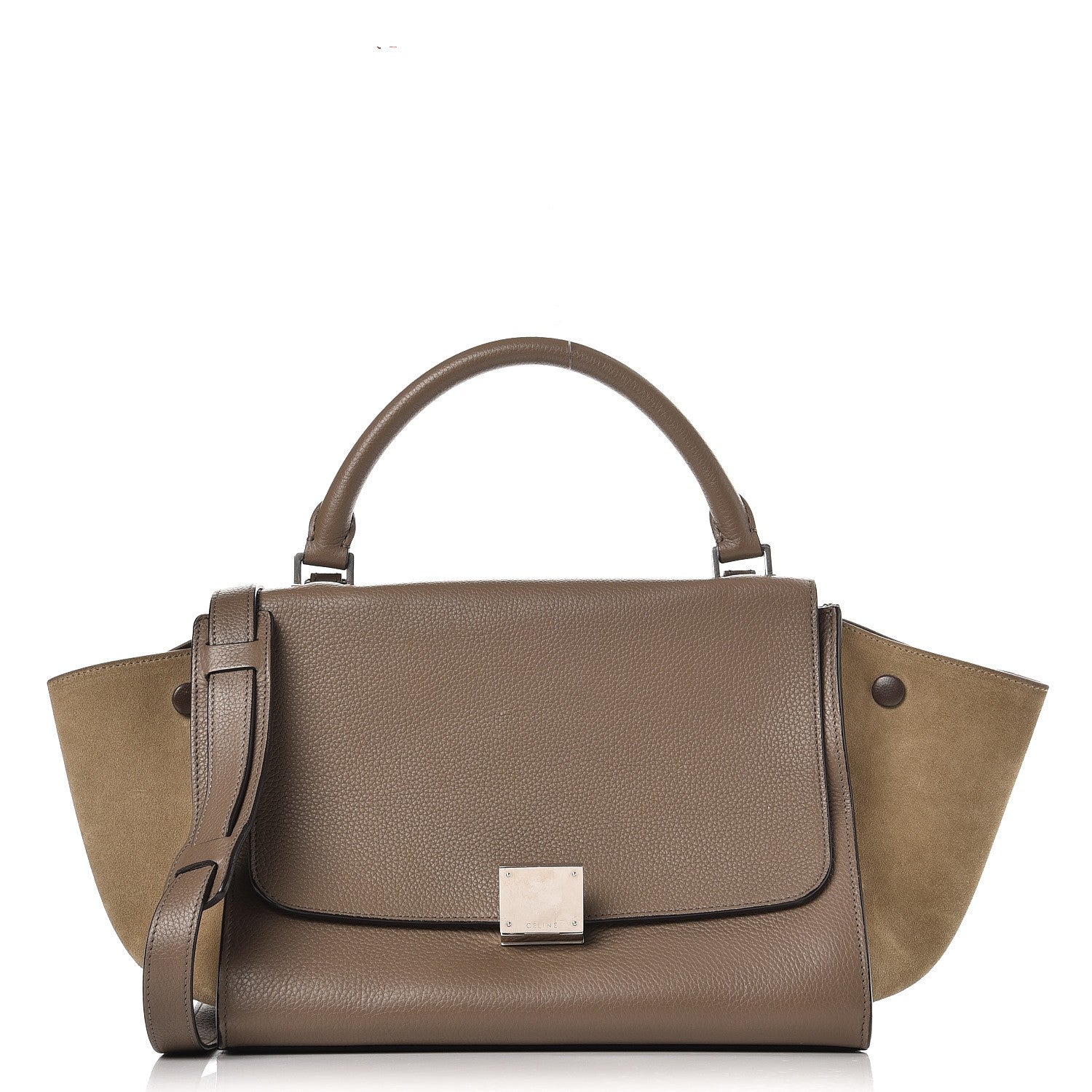 Celine Drummed Calfskin Suede Small Trapeze Souris 1 of 8