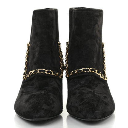 Chanel Suede Calfskin Chain CC Short Boots 39.5 Black 3 of 20