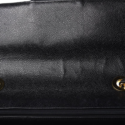 Chanel Caviar Chevron Quilted Maxi Single Flap Black 13 of 14