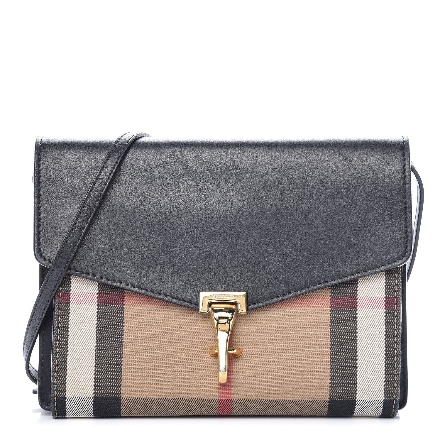 Burberry Calfskin House Check Small Macken Crossbody Bag Black 1 of 12