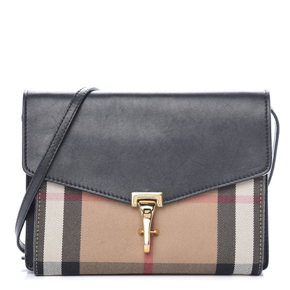 Burberry Calfskin House Check Small Macken Crossbody Bag Black 1 of 12