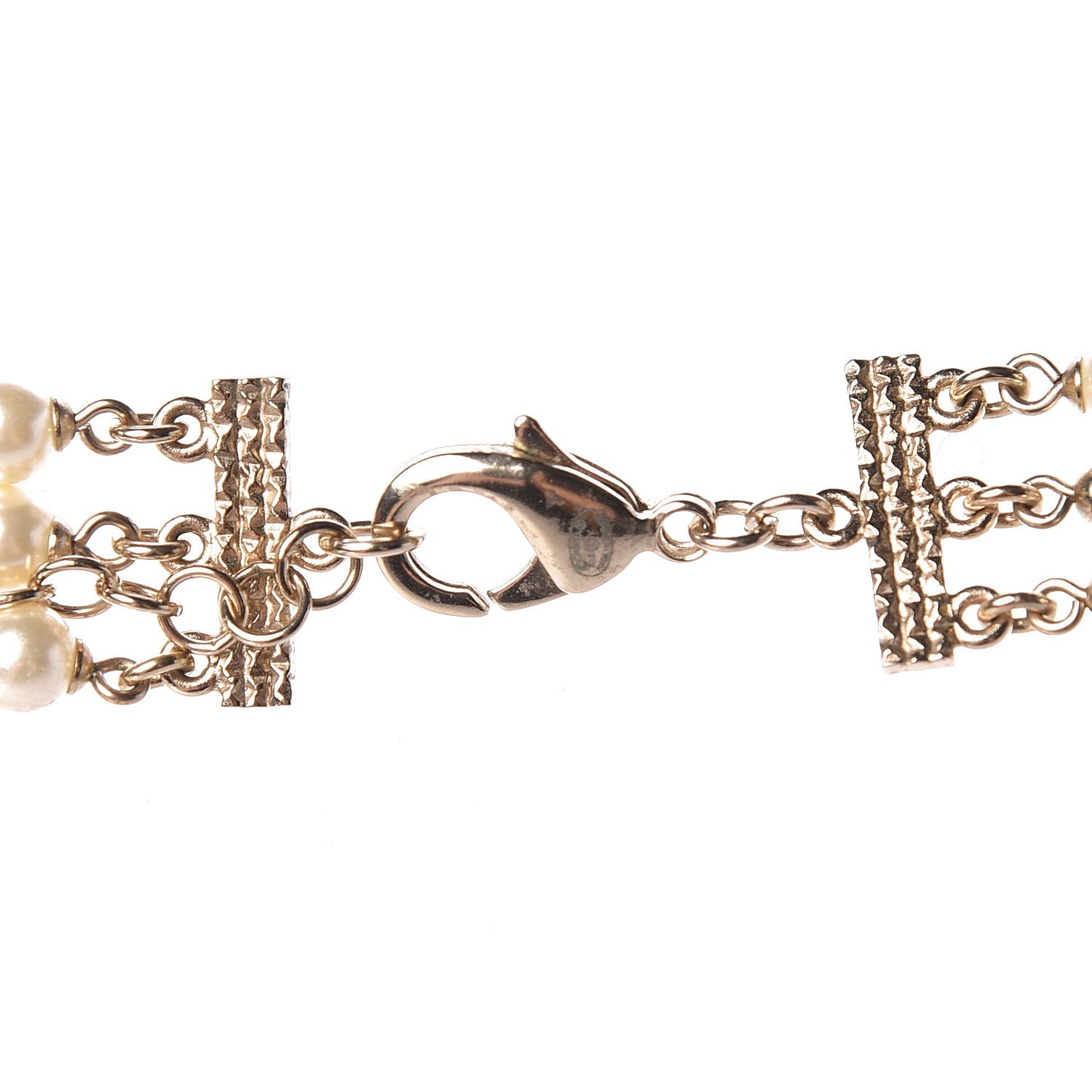 Pearl Bead Multi Strand CC Long Necklace Gold