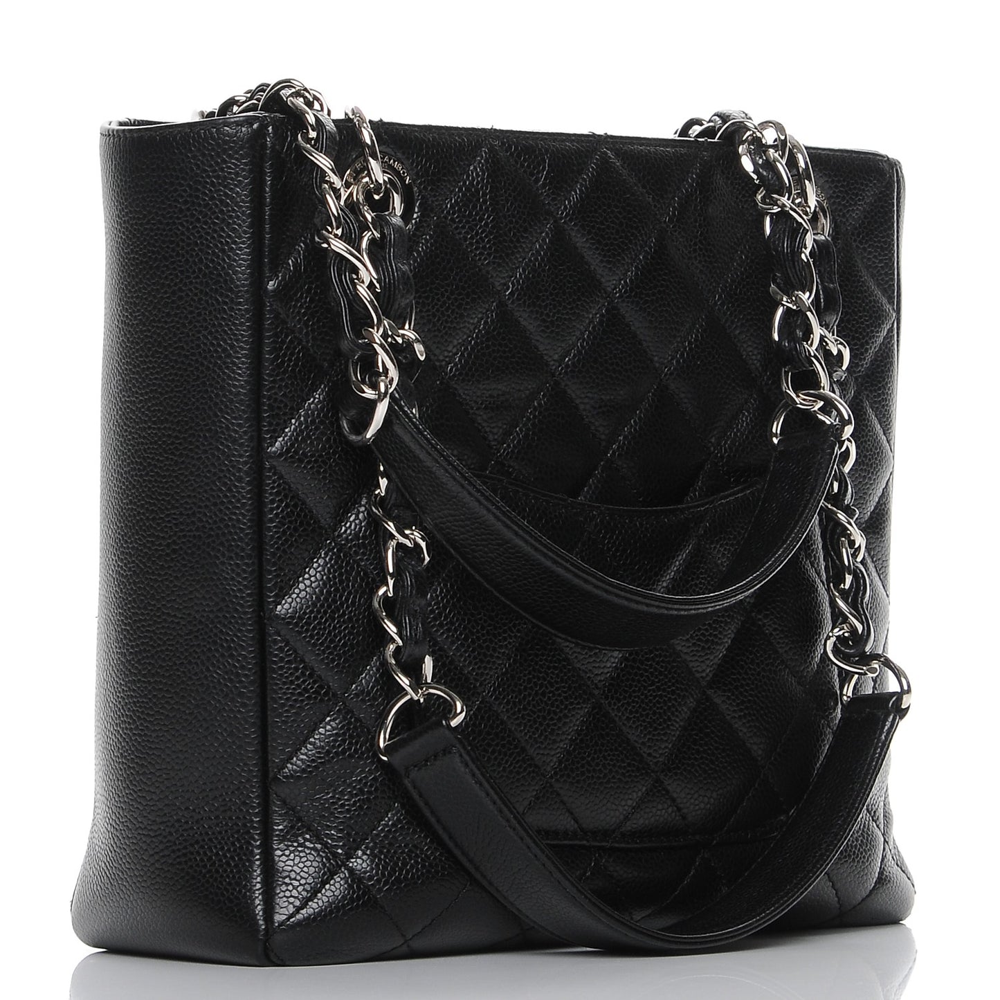 Caviar Quilted Petit Shopping Tote PST Black