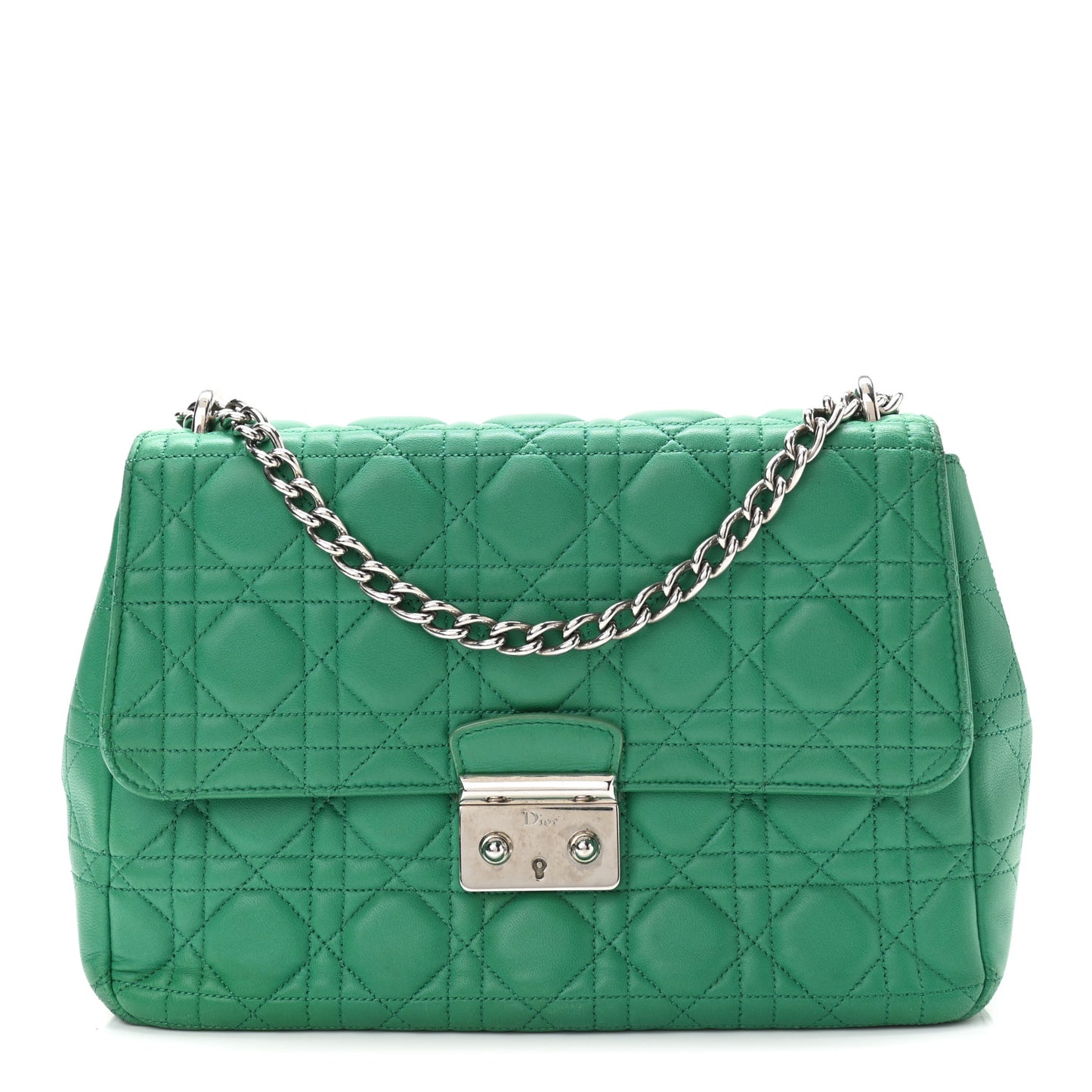 Lambskin Cannage Large Miss Dior Flap Green