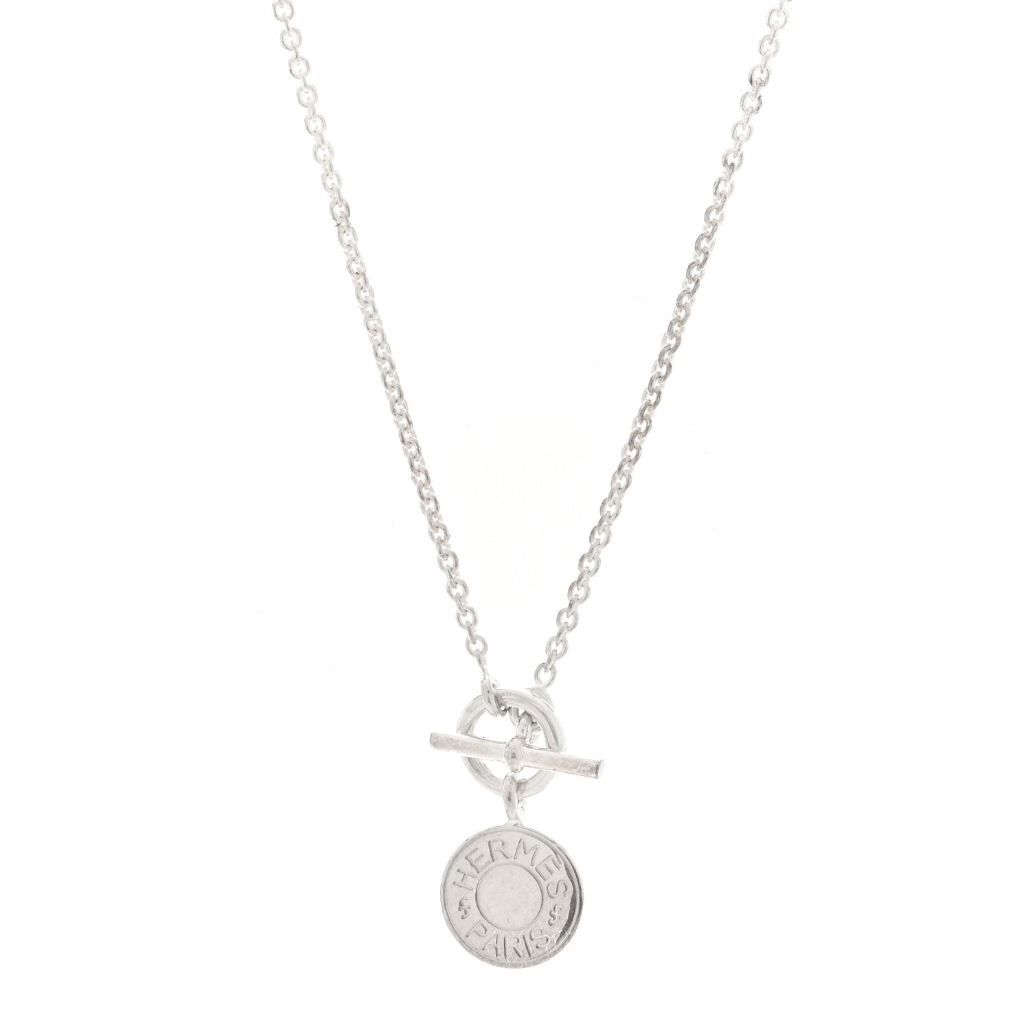 Hermes Sterling Silver Amulettes H Confettis Pendant Necklace 1 of 5