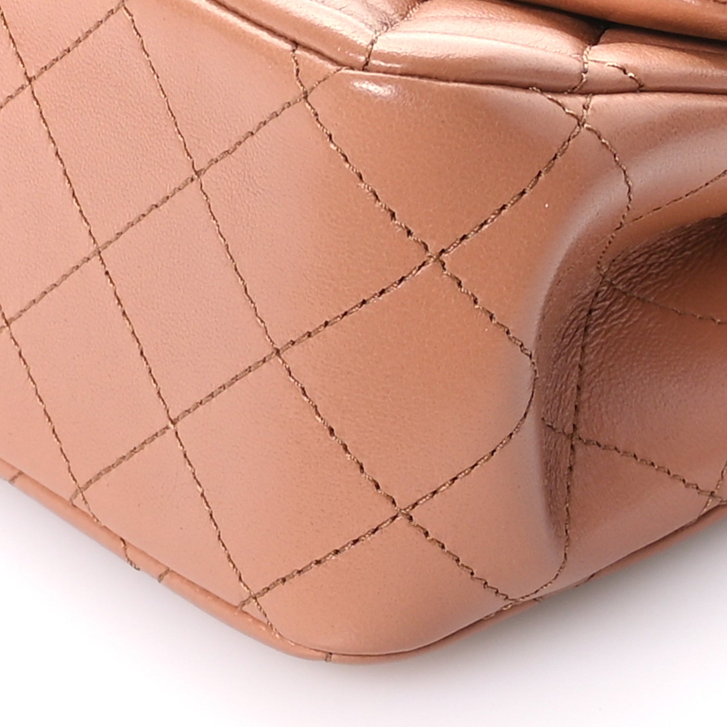 Lambskin Quilted Mini Pearl Crush Flap Brown Brown