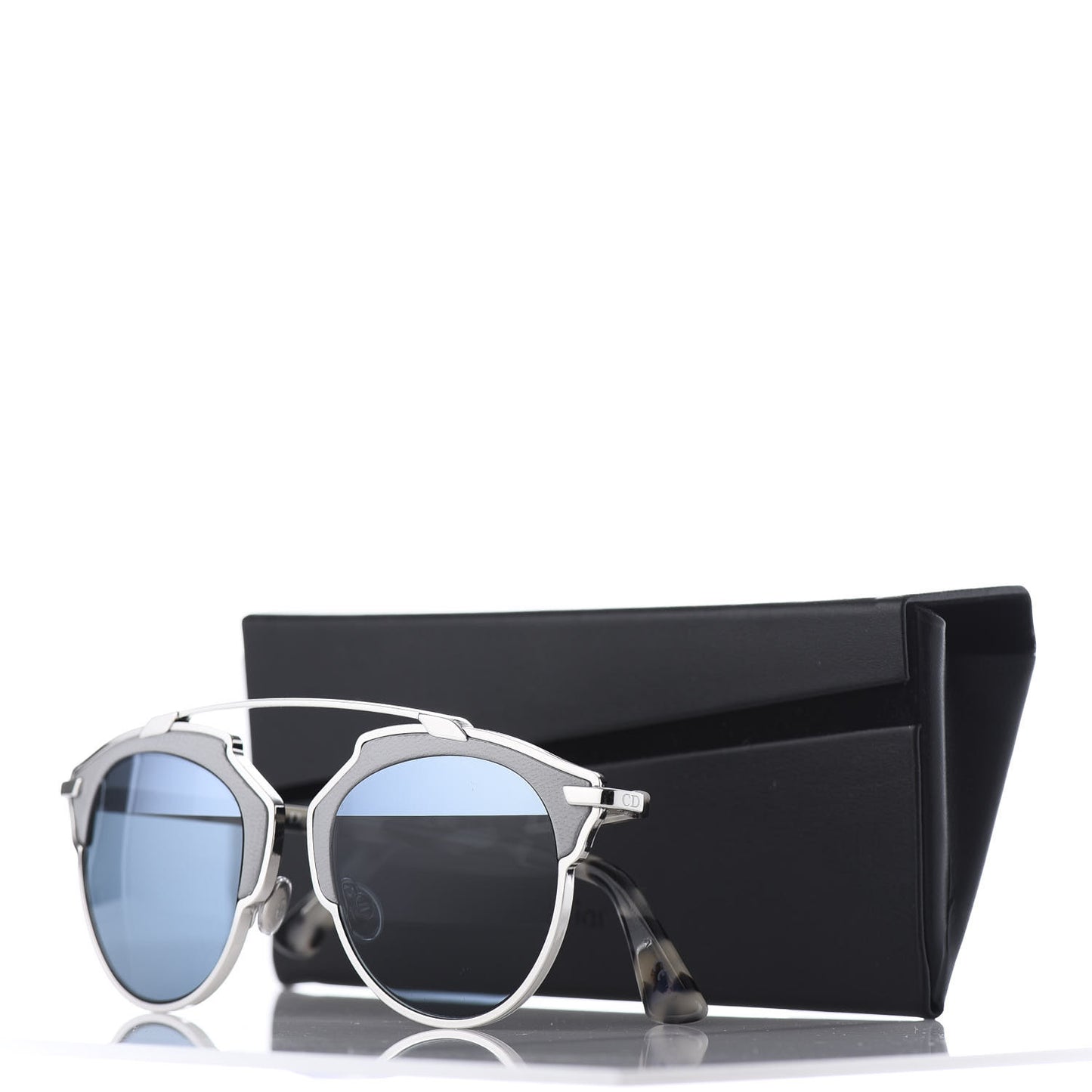 Metal Lambskin Mirrored So Real Sunglasses Blue Tortoise