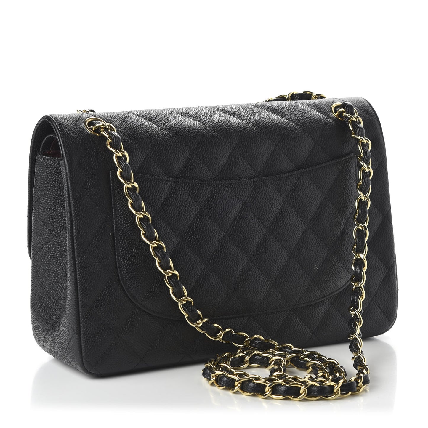 Caviar Quilted Jumbo Double Flap Black